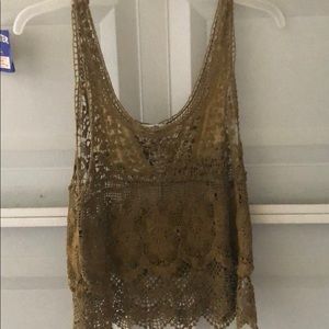 Olive forever21 crocheted tank